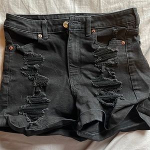 American Eagle Stretch Ripped Black Jean Shorts